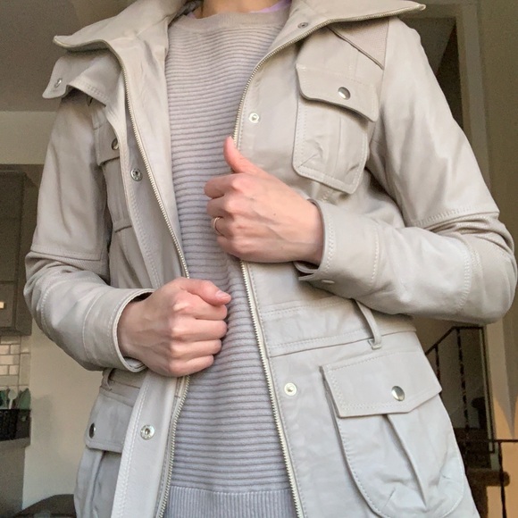 Taupe real leather jacket - Picture 1 of 10